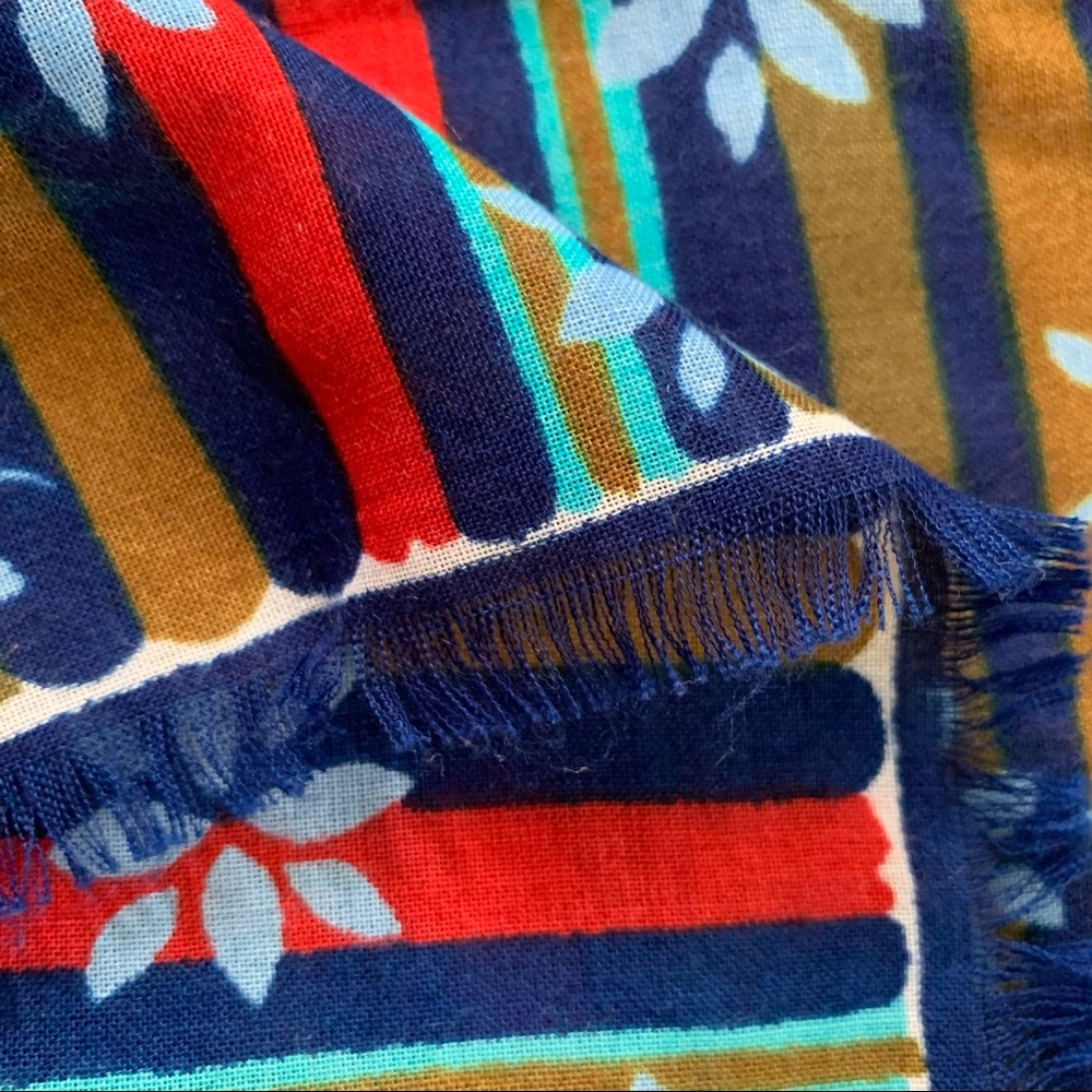 Vintage 60s Vera Neumann Striped Scarf Floral - Picture 6 of 9